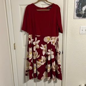 Red with white and yellow flower dress